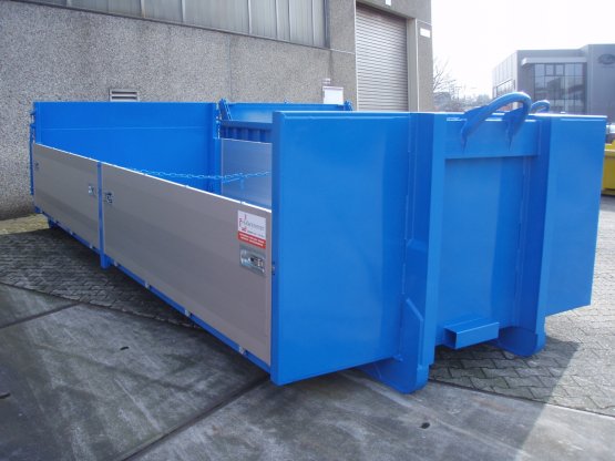 Abroll-Container-Kippaufbau mit seitlichen Aluminium-Bordwänden