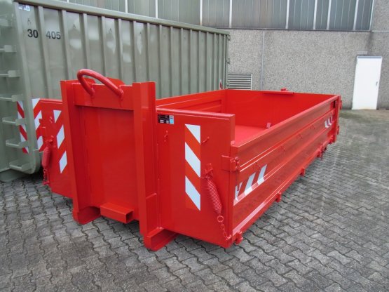 Abrollcontainer-Kippaufbau mit Stahlbordwänden