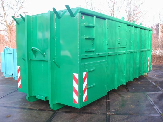 Offener Spezial-Abroll-Container, ausgeführt zum Sammeln von Grünabfällen, Inhalt ca. 34 m³