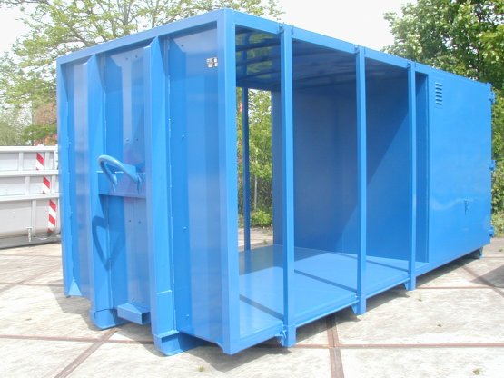 Spezieller Material-Abroll-Container für den Hochwasserschutz