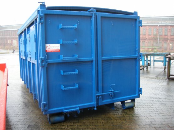 Abrollcontainer mit 2-teiligem Schiebedach