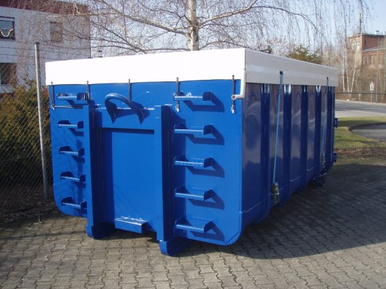 Abrollcontainer mit Längsplanenabdeckung