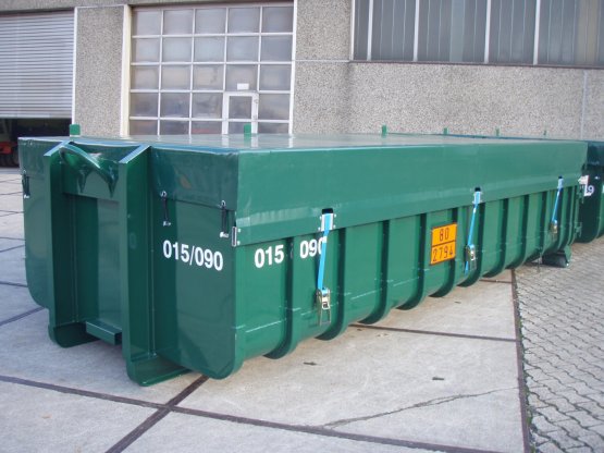Abrollcontainer mit Längsplanenabdeckung
