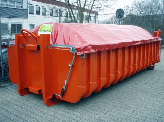 Abrollcontainer mit Schiebeplanenabdeckung