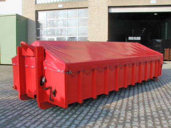 Feuerwehr-Abroll-Schlauchcontainer mit Planenabdeckung