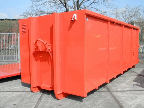 Magazin-Abrollcontainer mit demontierbarem Hakenaufnahmebügel, Innenausbau und Elektrik, Inhalt ca. 28 m³