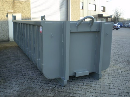 Offener Abrollcontainer mit Entleerungsklappe, Inhalt ca. 10 m³