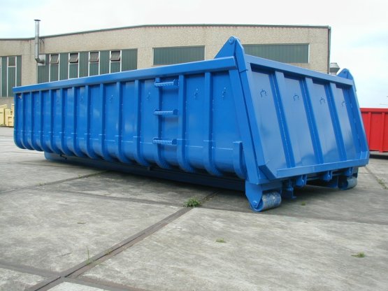 Offener Abrollcontainer mit Entleerungsklappe, Inhalt ca. 15 m³