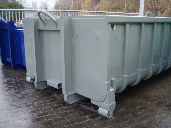 Offener Abrollcontainer mit Entleerungsklappe, Inhalt ca. 15 m³