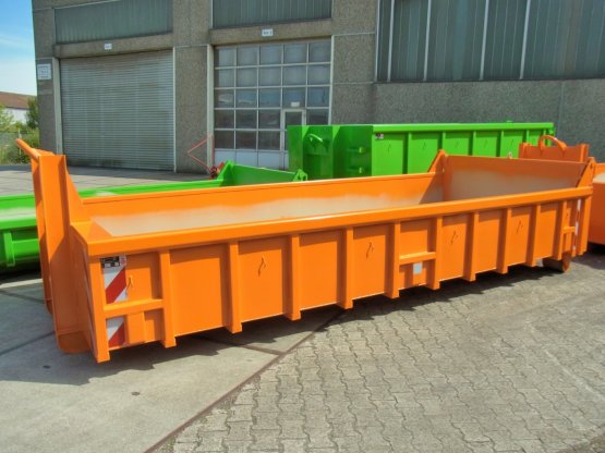 Offener Abrollcontainer mit Entleerungsklappe, Inhalt ca. 9,5 m³